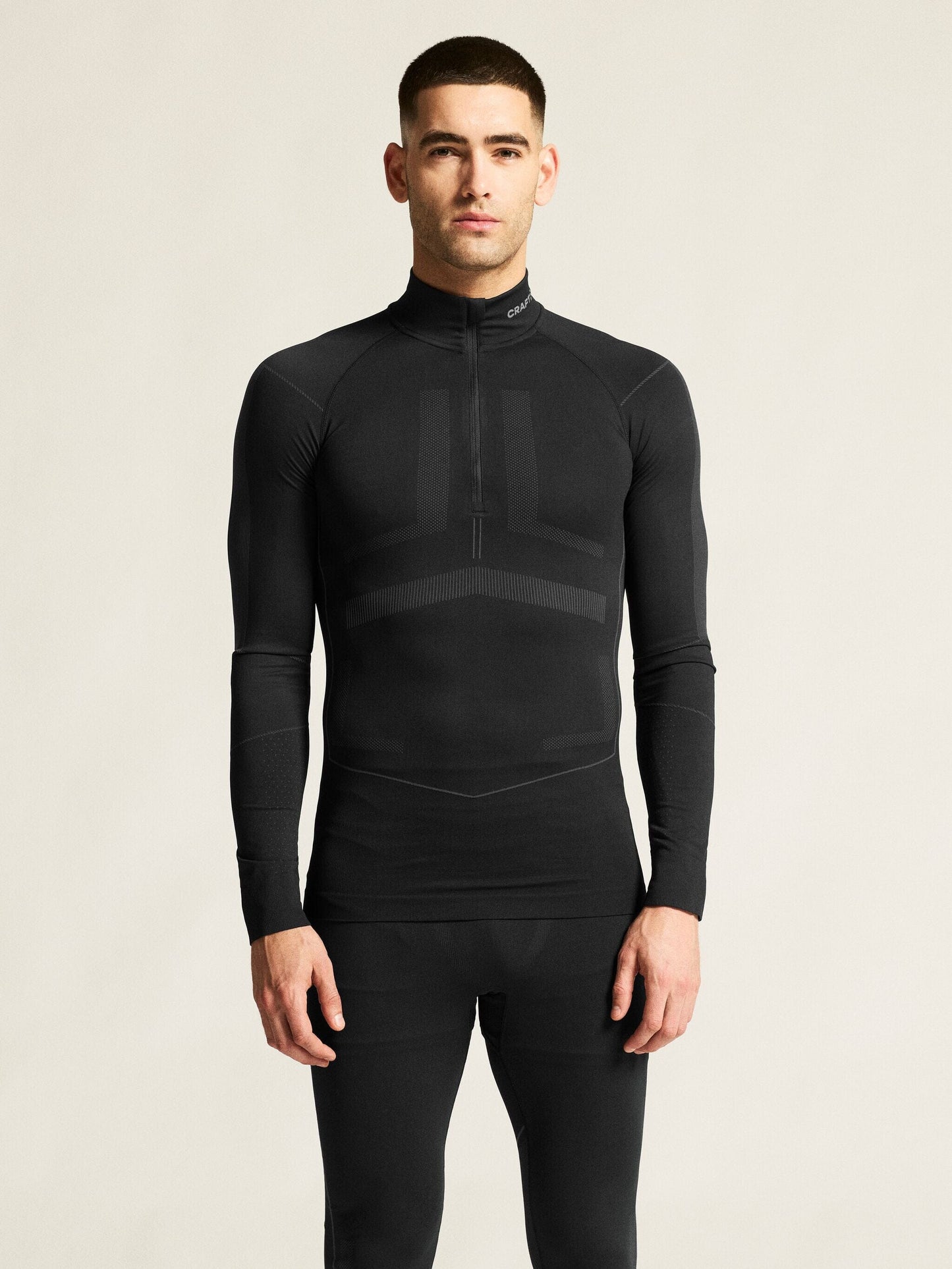 Men's Active Intensity 1/4 Zip Baselayer - Black/Asphalt Men's Baselayer Craft Sportswear NA