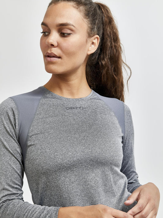 WOMEN'S ADV ESSENCE LONG SLEEVE TRAINING TEE - Dk Grey Melange Craft Sportswear NA