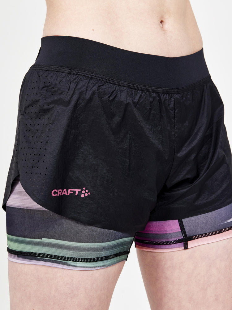 WOMEN'S CTM DISTANCE 2IN1 RUNNING SHORTS - MULTI-ROXO Craft Sportswear NA