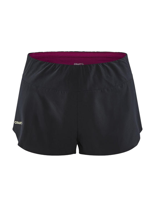 WOMEN'S PRO HYPERVENT RUNNING SPLIT SHORTS - BLACK-ROXO Craft Sportswear NA