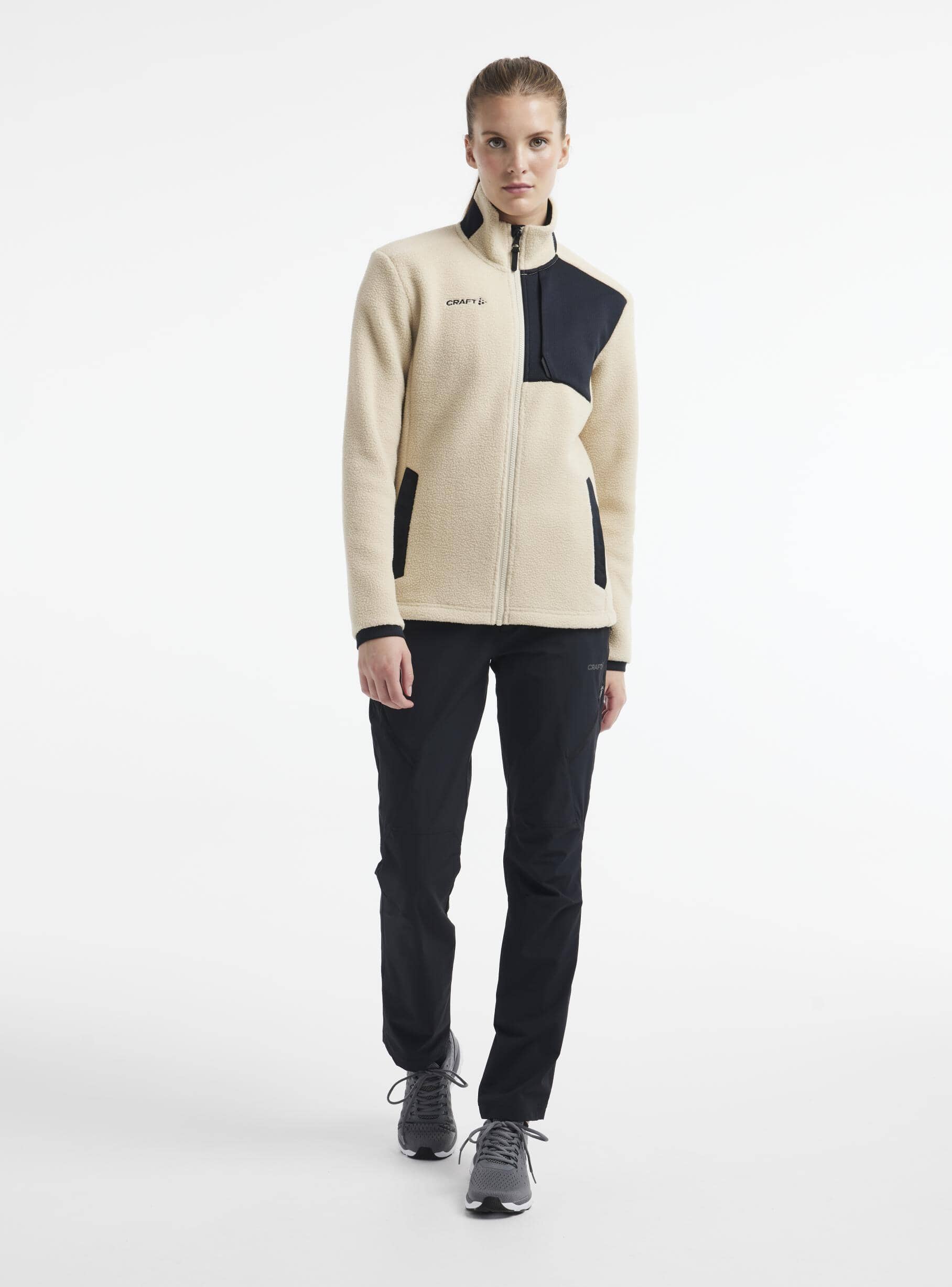 WOMEN'S ADV EXPLORE PILE FLEECE JACKET - ECRU-BLACK Craft Sportswear NA