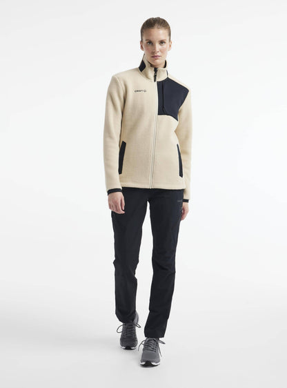 WOMEN'S ADV EXPLORE PILE FLEECE JACKET - ECRU-BLACK Craft Sportswear NA