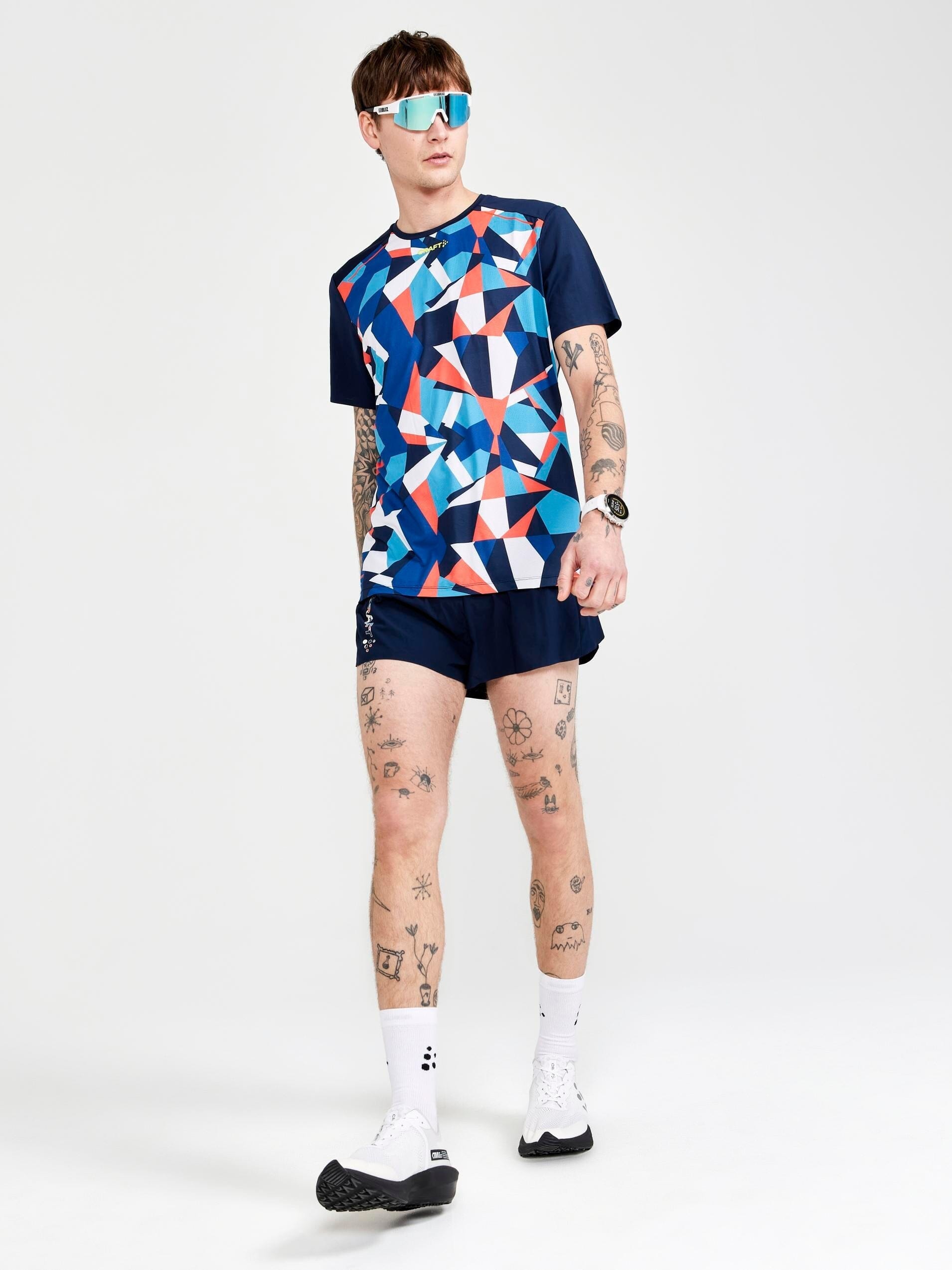 MEN'S PRO DAZZLE CAMO RUNNING SHORTS - BLAZE/P DAZZLE CAMO – Craft