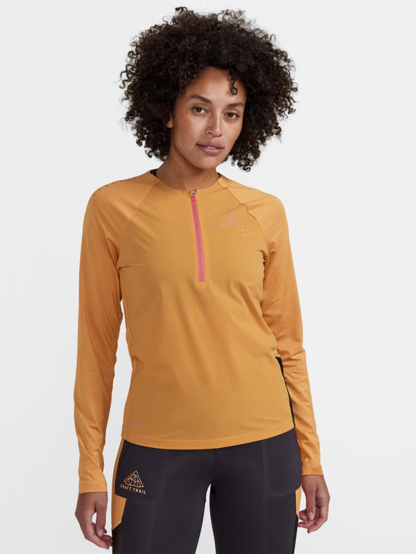 Women's Pro Trail Running Wind Longsleeve Tee - DESERT
