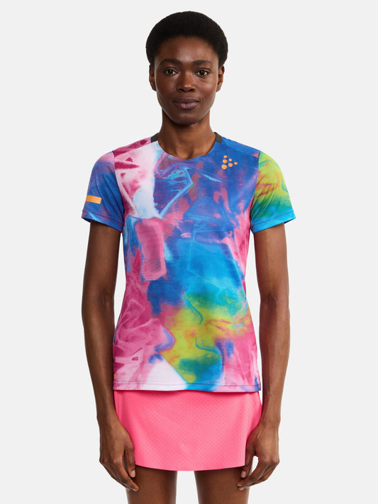 Women's PRO Hypervent Jaquard Running Tee - FUCHSIA/MULTI Craft Sportswear NA