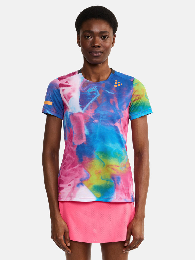 Women's PRO Hypervent Jaquard Running Tee - FUCHSIA/MULTI Craft Sportswear NA