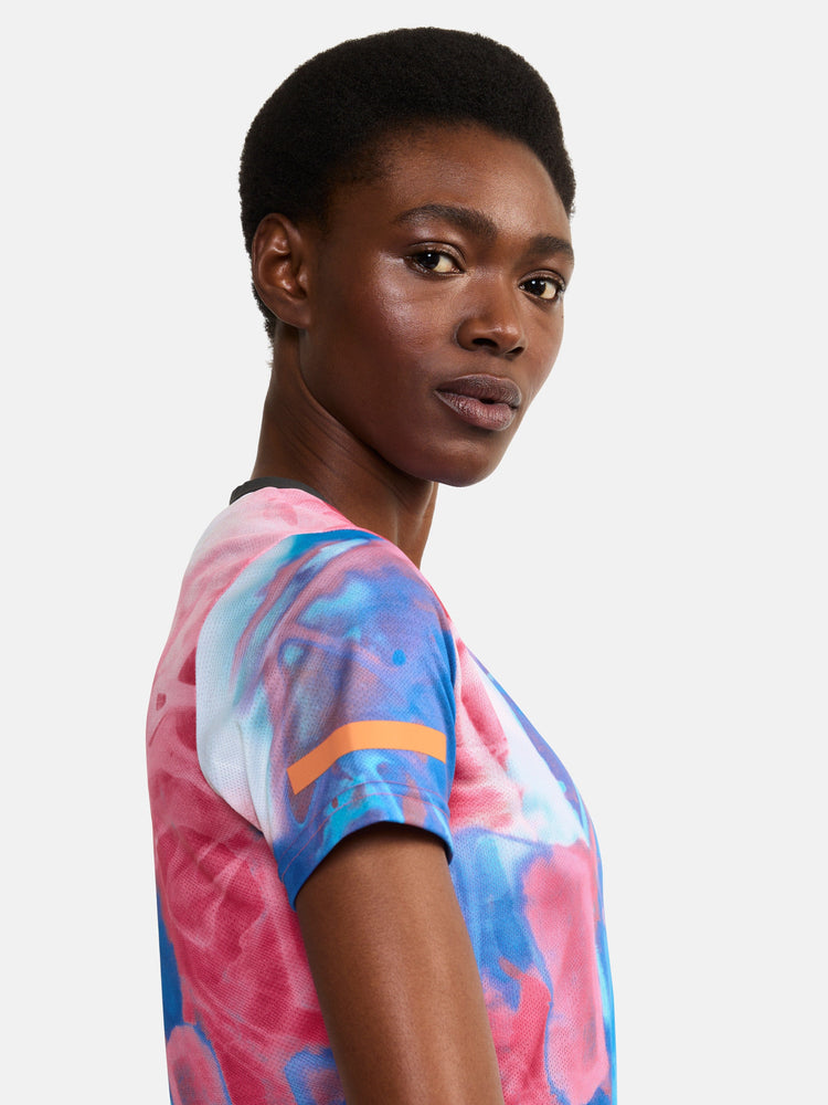 Women's PRO Hypervent Jaquard Running Tee - FUCHSIA/MULTI Craft Sportswear NA