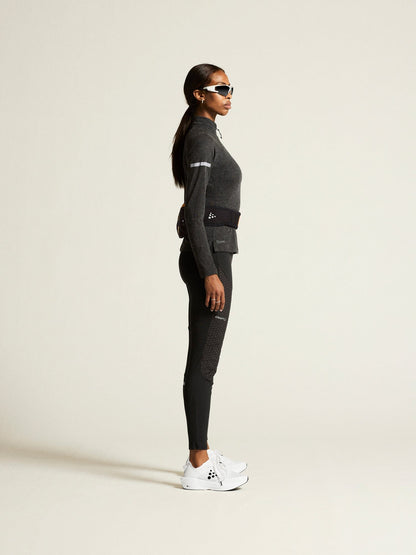 Women's ADV SubZ Wool Long Sleeve Tee 3 - Black Melange Craft Sportswear NA