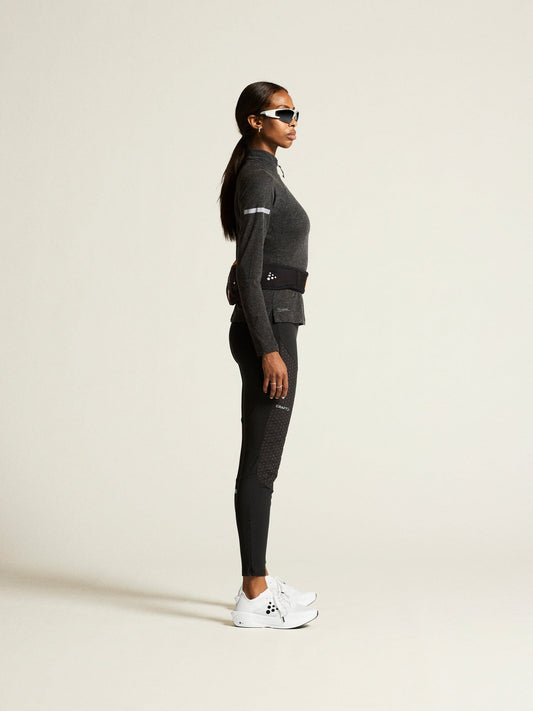 Women's ADV SubZ Wool Long Sleeve Tee 3 - Black Melange Craft Sportswear NA