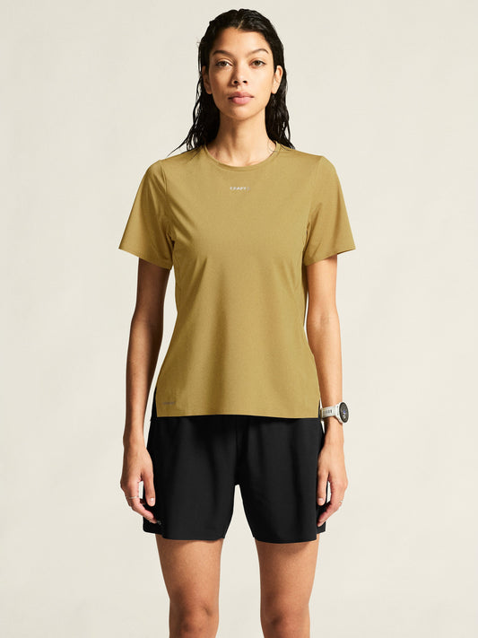 Women's Pro Trail Short Sleeve Tee 2 - Khaki Women's Tops, T's, and Tanks Craft Sportswear NA