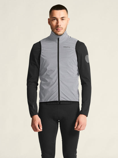 Men's ADV Essence Lumen Wind Running Vest - SILVER/BLACK Craft Sportswear NA