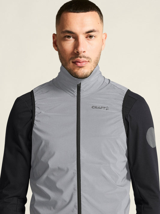 Men's ADV Essence Lumen Wind Running Vest - SILVER/BLACK Craft Sportswear NA