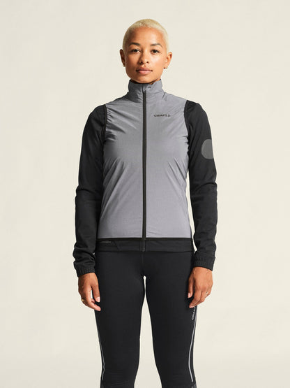 Women's ADV Essence Lumen Wind Running Vest - SILVER/BLACK Craft Sportswear NA