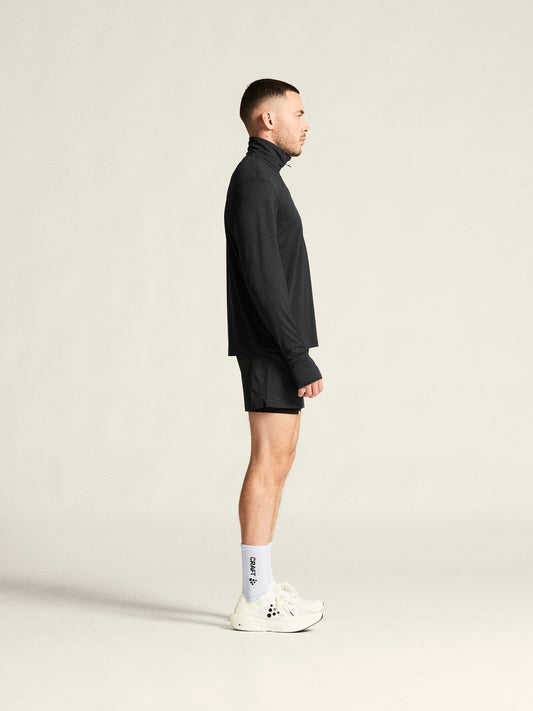 Men's Flow HZ LS - Black Melange Craft Sportswear NA