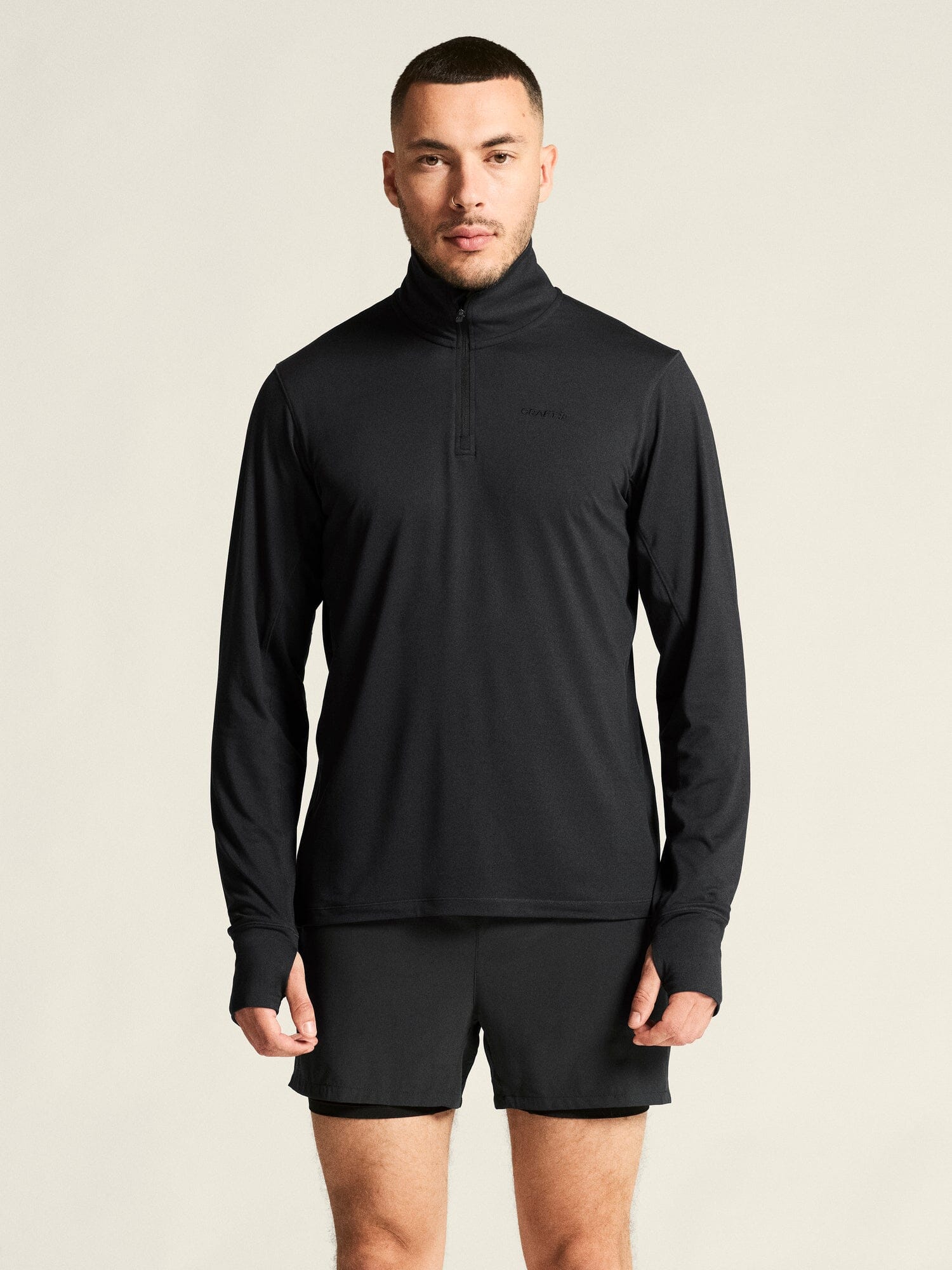 Men's Flow HZ LS - Black Melange Craft Sportswear NA