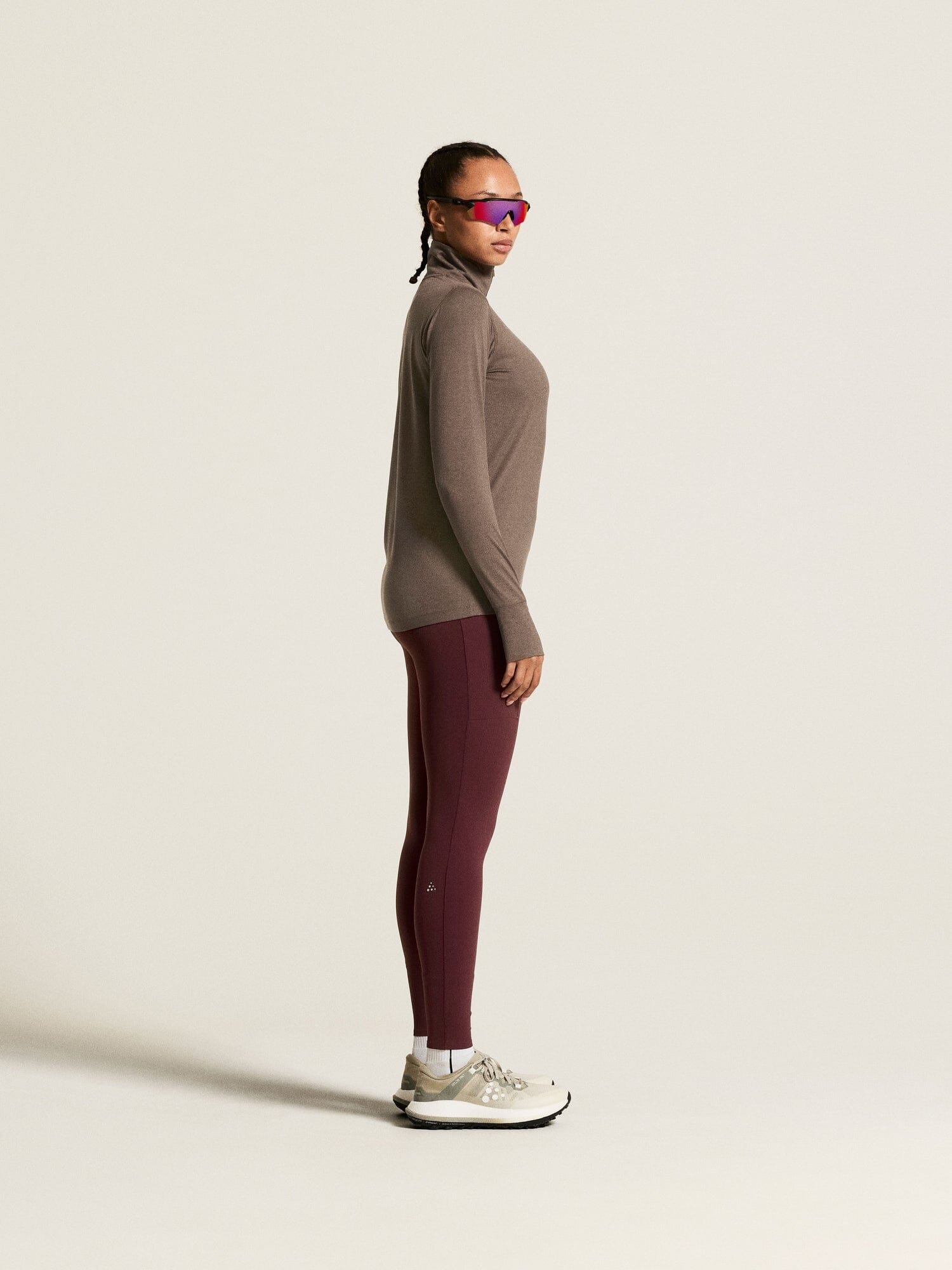 Women's Flow HZ LS - Plum Taupe Melange Women's Midlayers and Hoodies Craft Sportswear NA