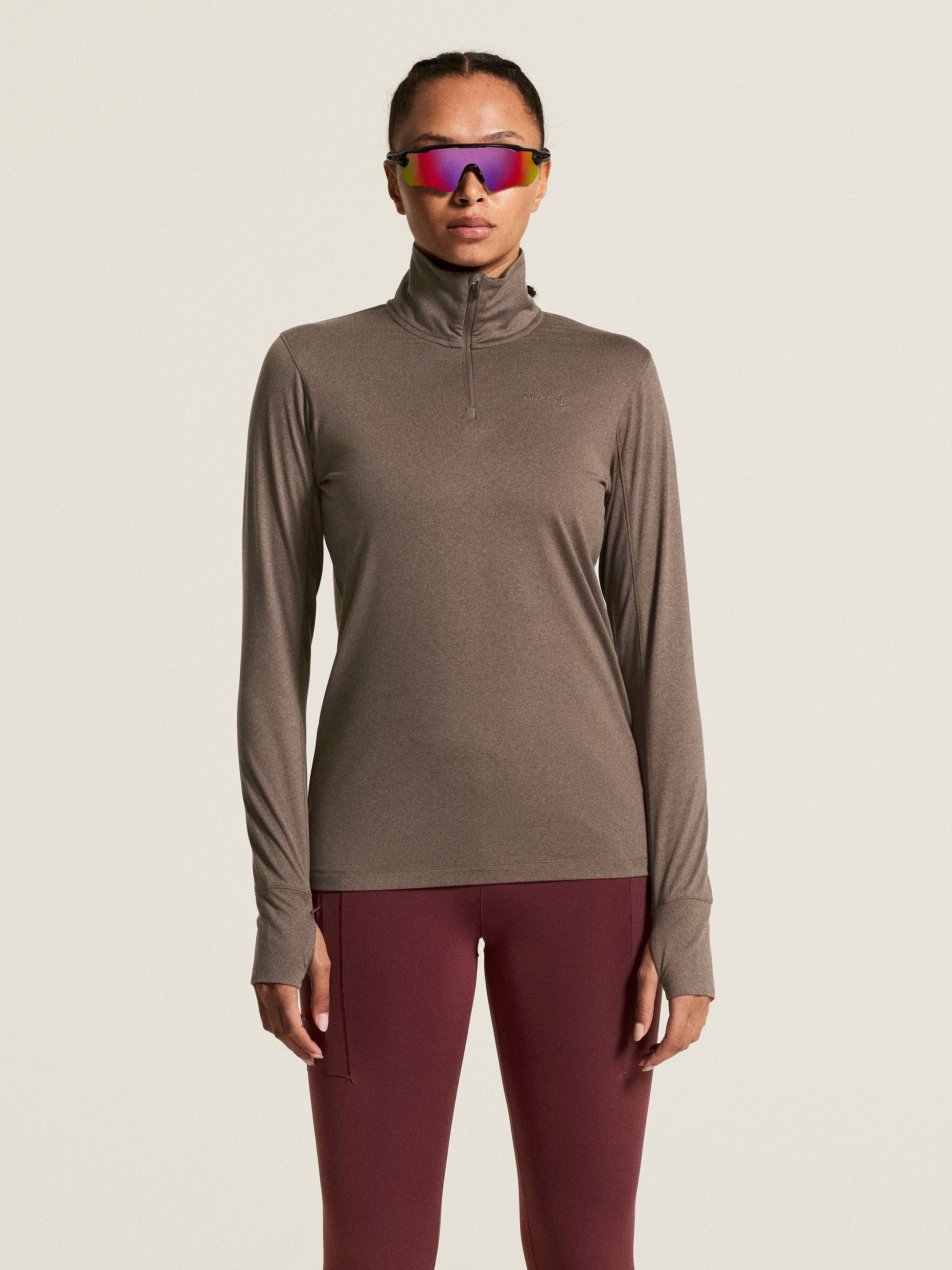 Women's Flow HZ LS - Plum Taupe Melange Women's Midlayers and Hoodies Craft Sportswear NA