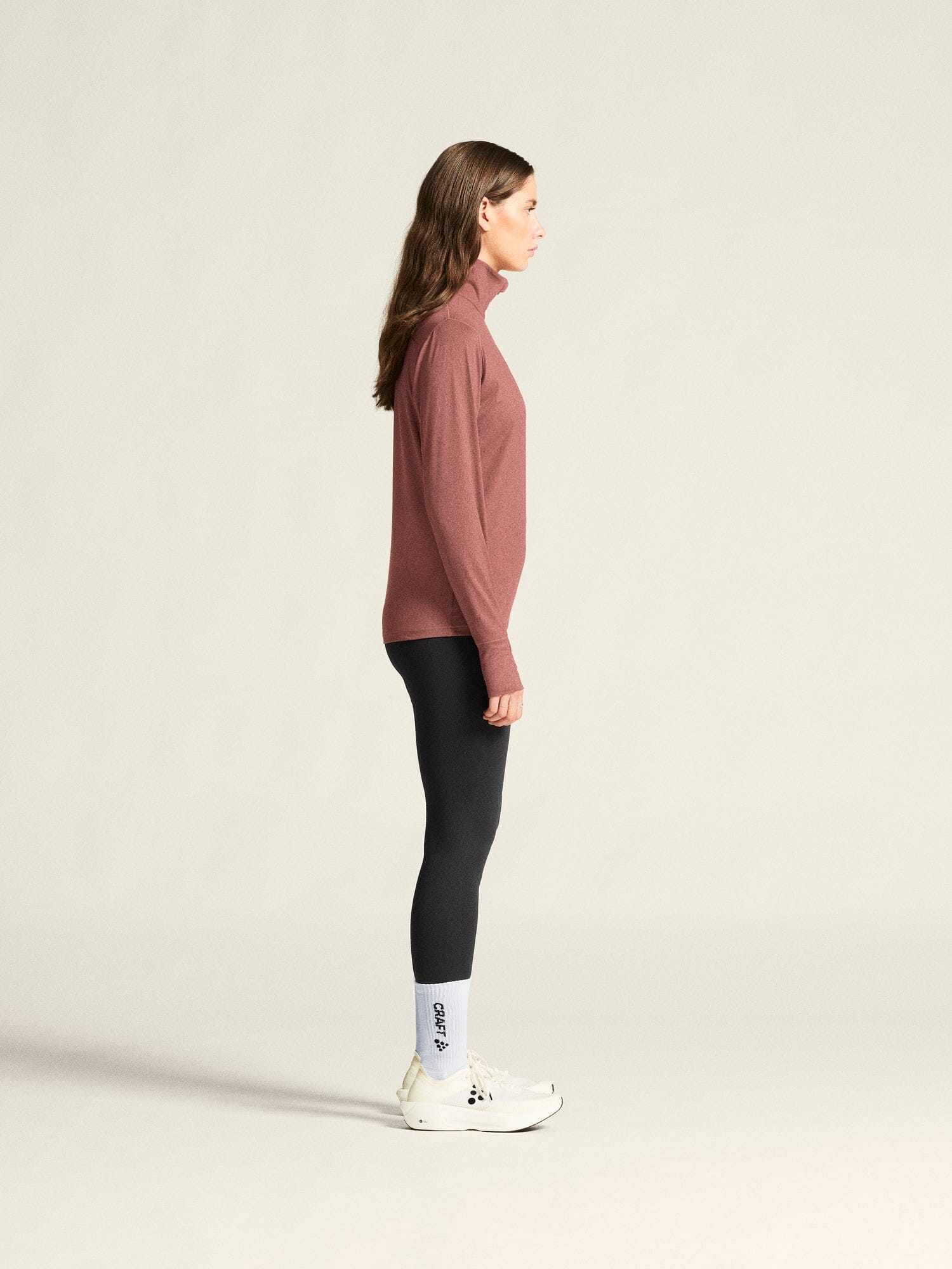Women's Flow HZ LS - ROSE BROWN/MELANGE Craft Sportswear NA
