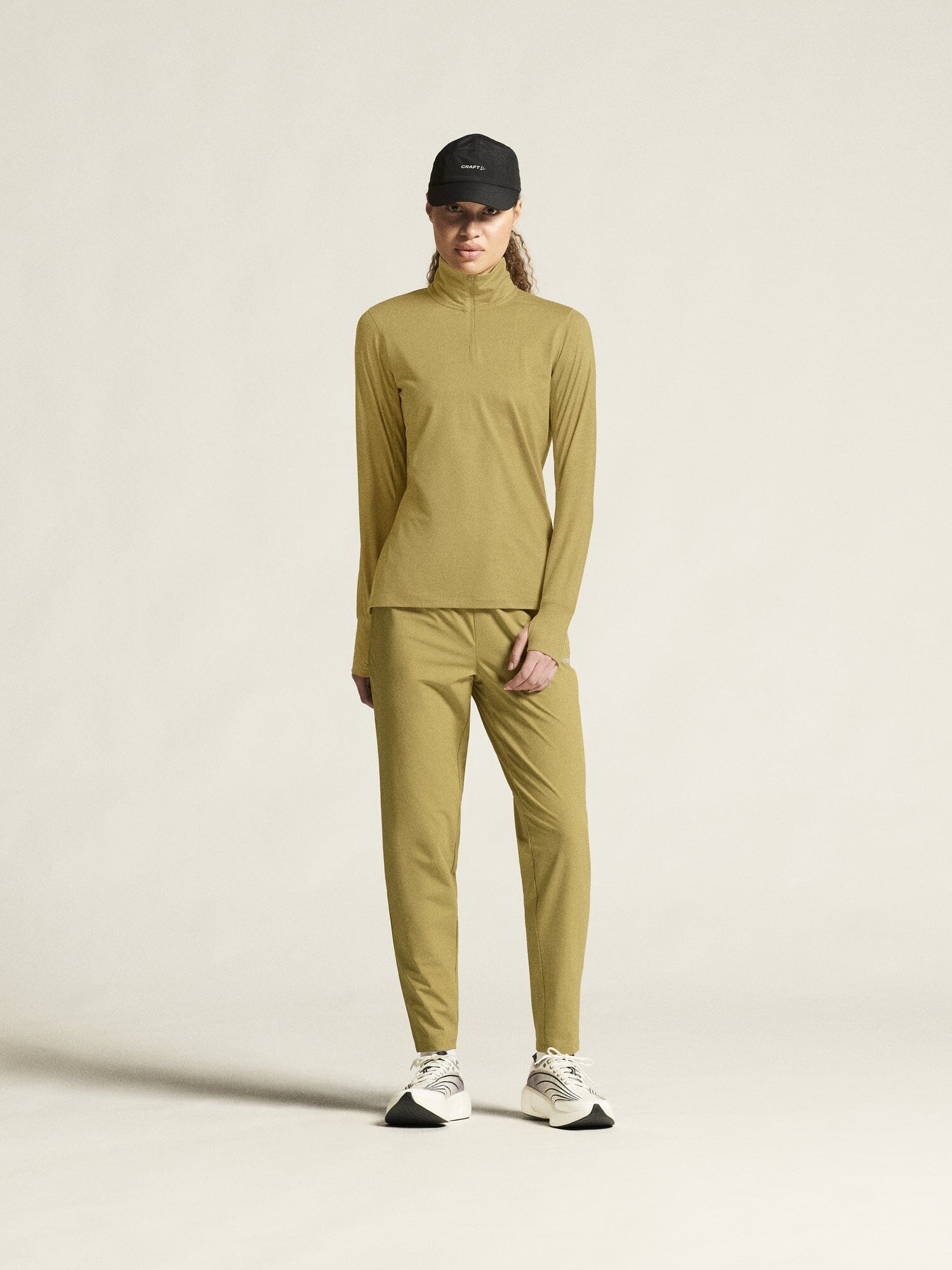 Women's Flow HZ LS - Khaki Melange Craft Sportswear NA