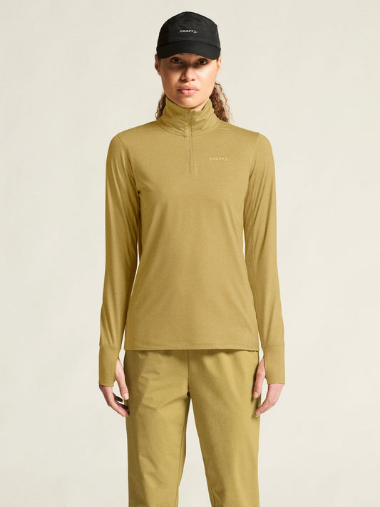 Women's Flow HZ LS - Khaki Melange Craft Sportswear NA