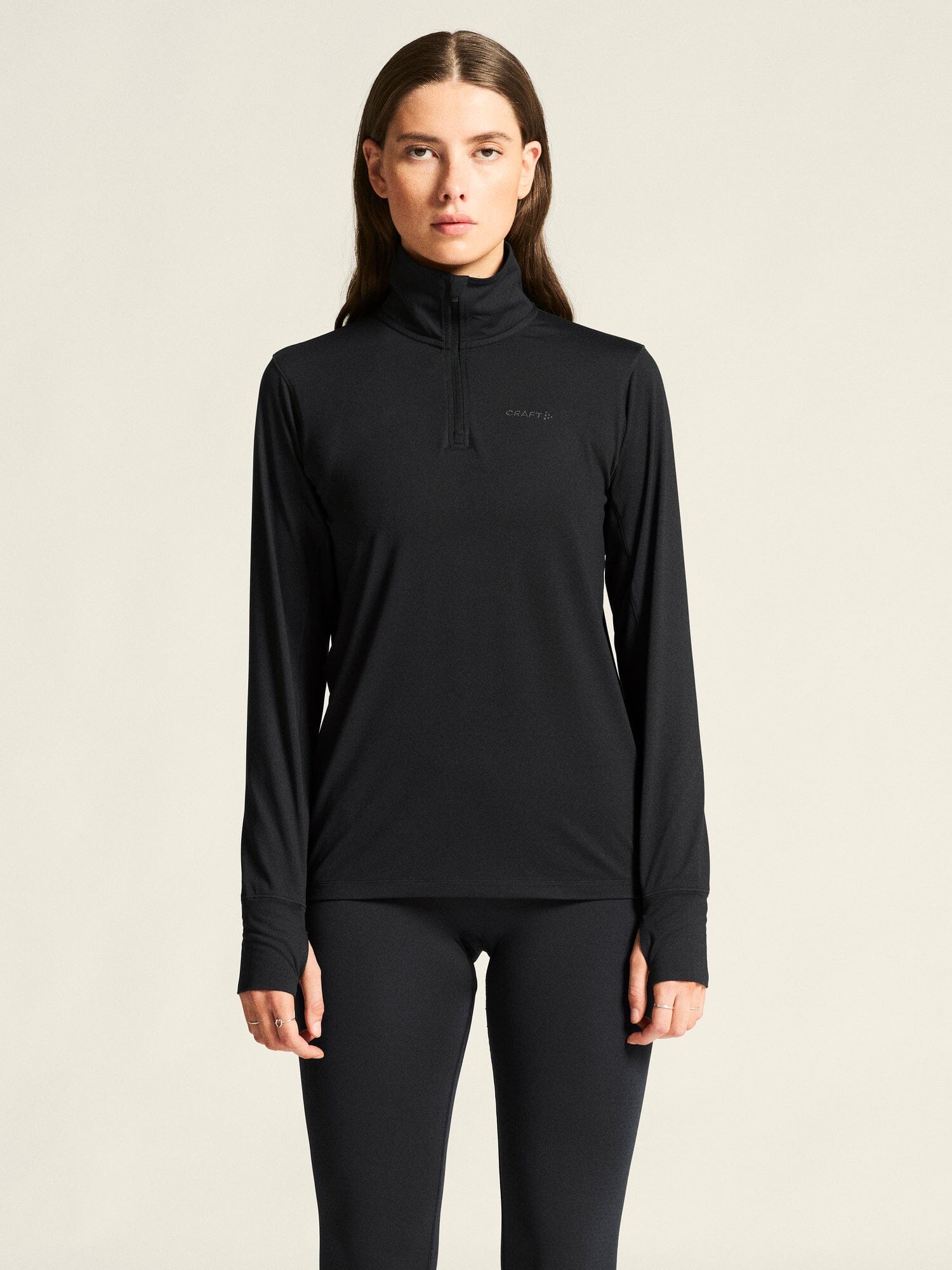 Women's Flow HZ LS - Black Melange Craft Sportswear NA