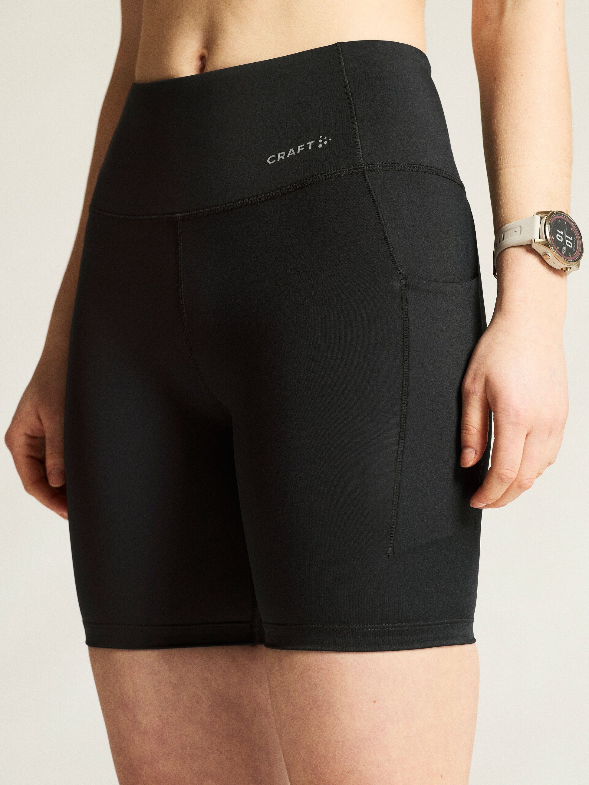 Women's Essence Short Tights 3 - Black Women's Shorts, Skirts, and Dresses Craft Sportswear NA
