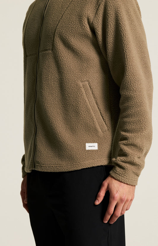 Men's Join Pile Fleece FZ Hood - Taupe Men's Midlayers and Hoodies Craft Sportswear NA
