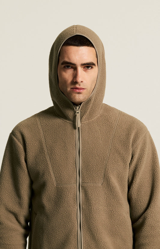 Men's Join Pile Fleece FZ Hood - Taupe Men's Midlayers and Hoodies Craft Sportswear NA