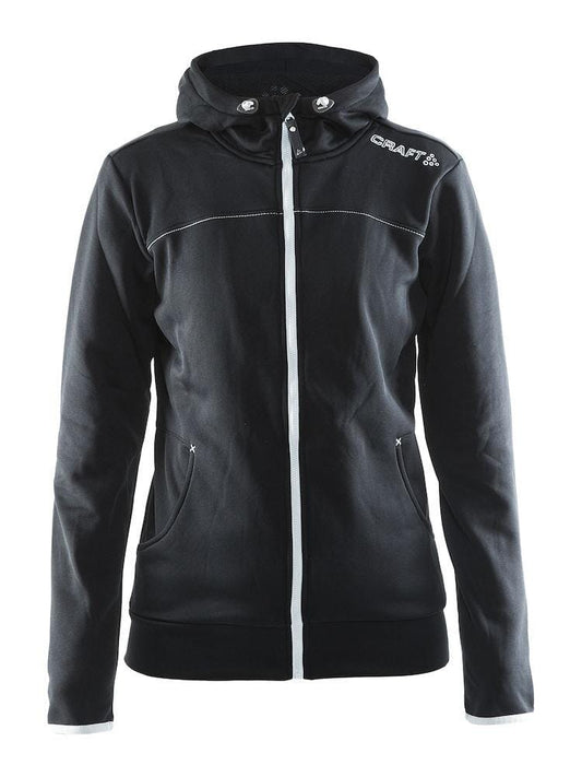 Women's Leisure Full Zip Hood - BLACK/PLATINUM Craft Sportswear NA