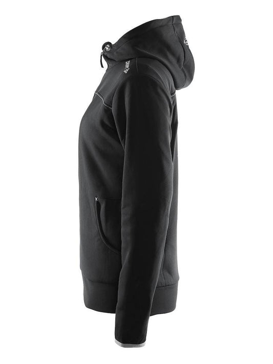 Women's Leisure Full Zip Hood - BLACK/PLATINUM Craft Sportswear NA