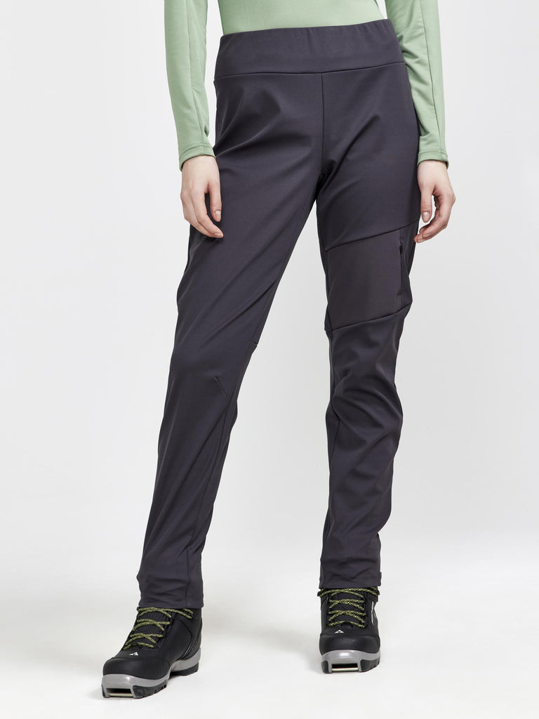 Super-warm plain straight long pants with brushed lining