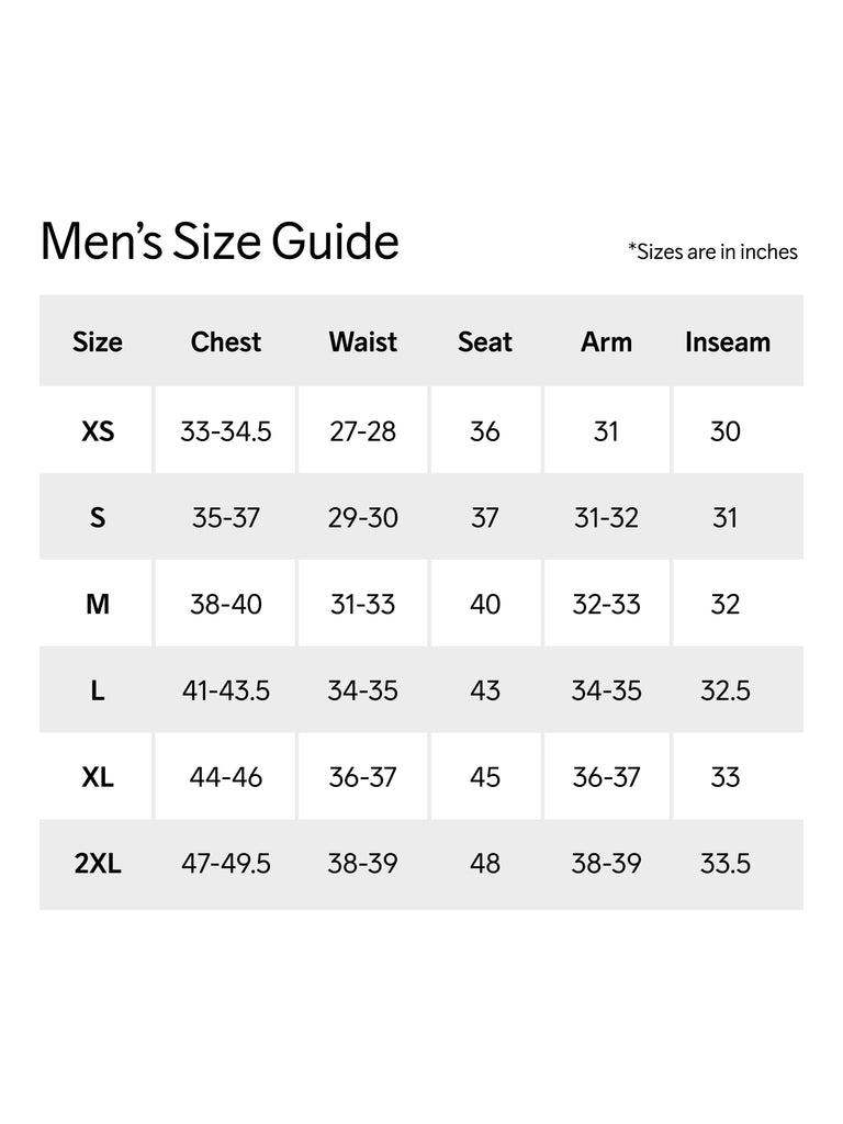 Men's Pants Size Chart - All Seasons Clothing Company